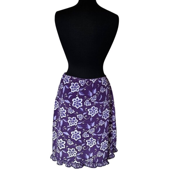 Women Xhilaration Stretch Floral Purple Flare Skirt 100% Polyester Junior Size M - Picture 1 of 11